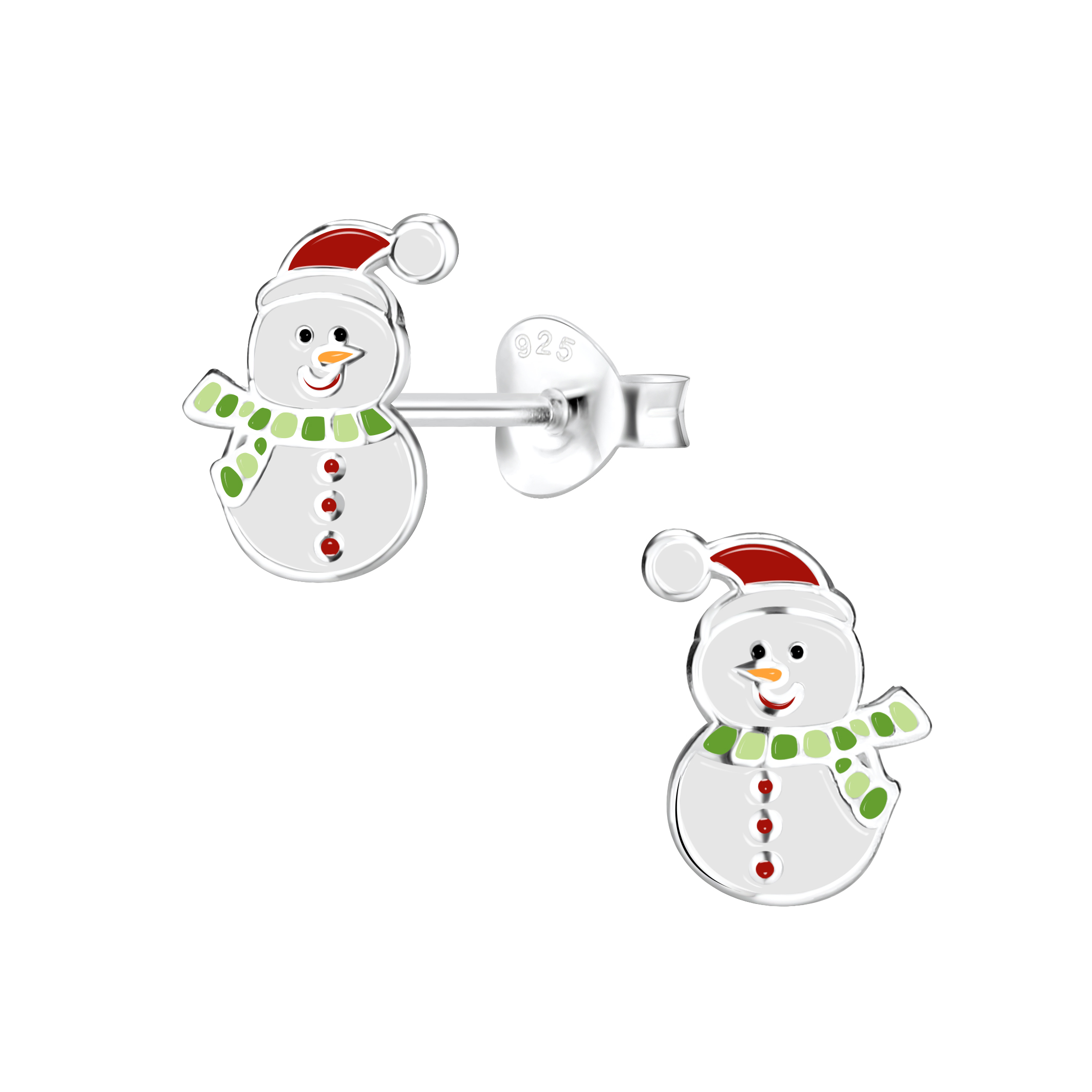 Ohrstecker Schneemann 925 Silber e-coated Ohrstecker Schneemann 925 Silber e-coated