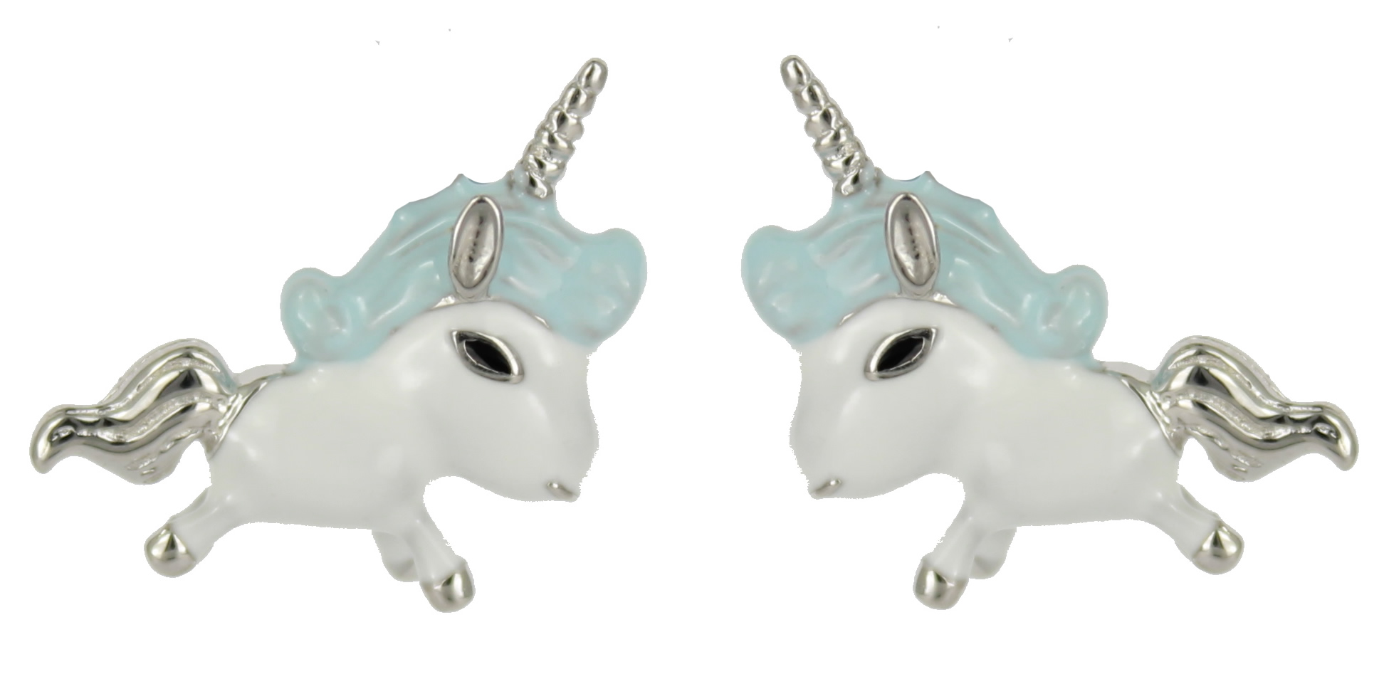Ohrstecker weißes Einhorn Mähne bleue 925 Silber