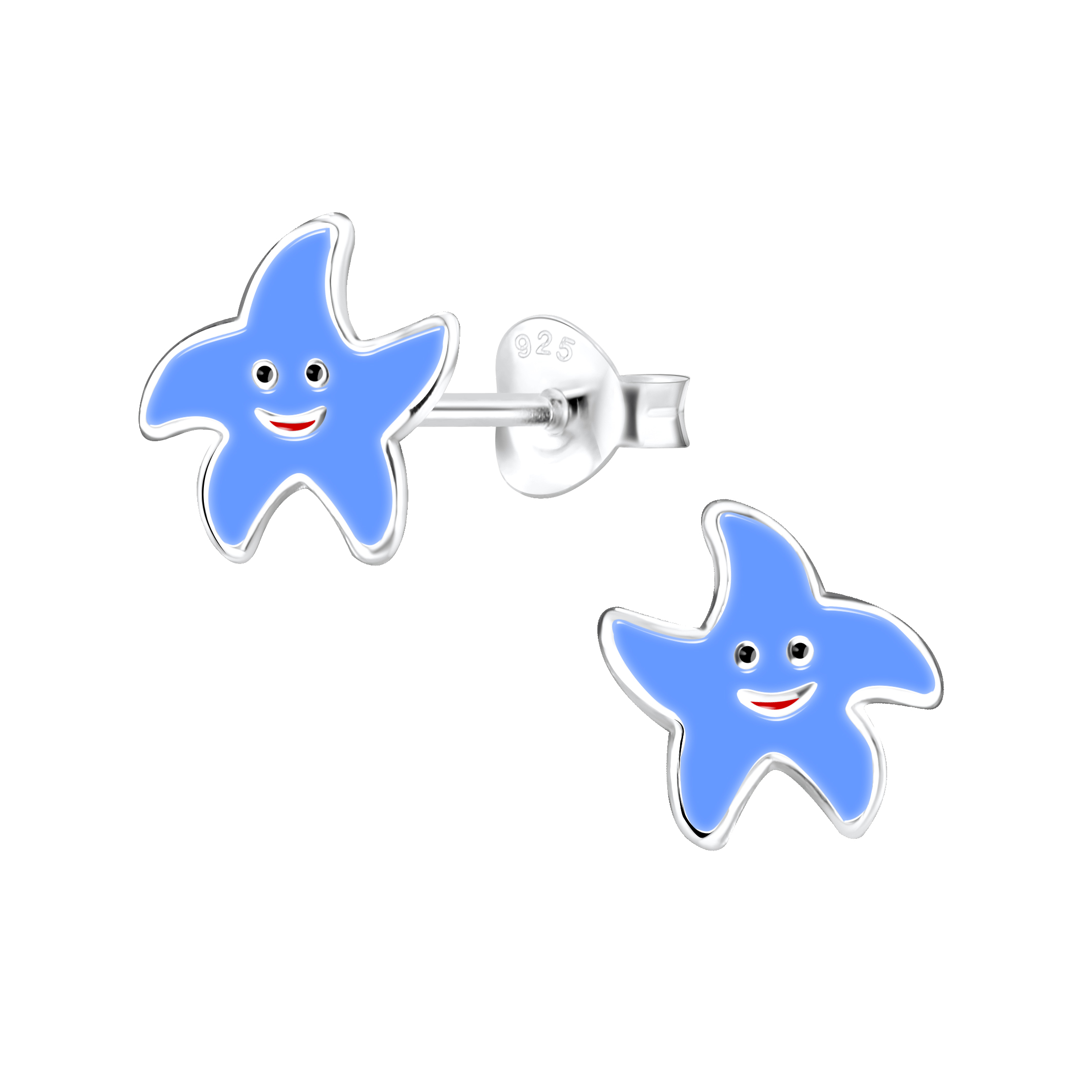 Ohrstecker Seestern blau 925 Silber e-coated Ohrstecker Seestern blau 925 Silber e-coated