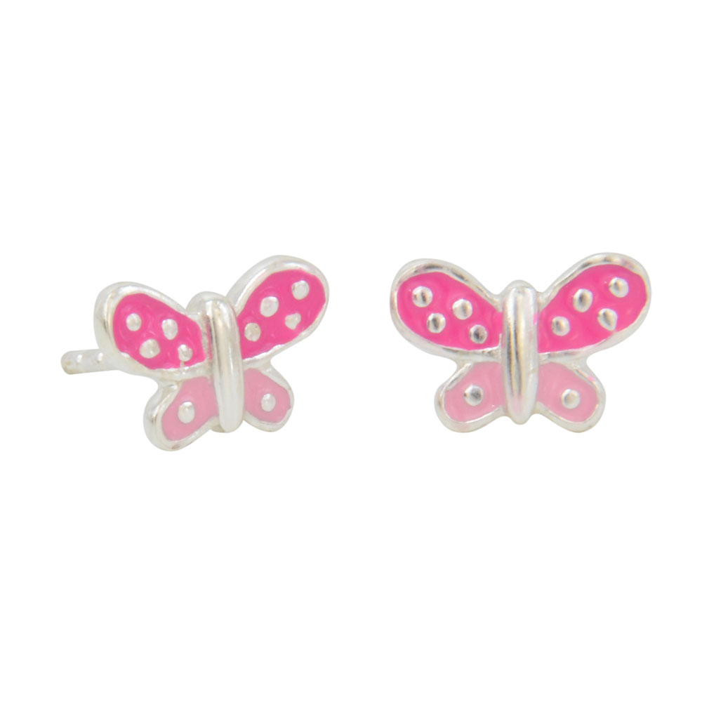 Ohrstecker Schmetterling pink 925 Silber e-coated