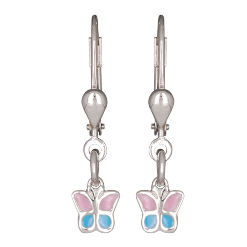 Schmetterling Ohrhänger rosa und blau 925 Silber Schmetterling Ohrhänger rosa und blau 925 Silber