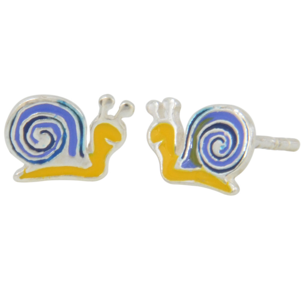 ohrstecker-925-silber-schnecke-gelb-blau-14218-1452 Ohrstecker 925 Silber Schnecke gelb + blau