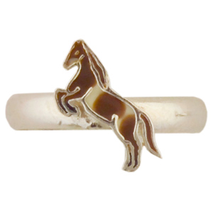 Ring Steigendes Pferd braun-gescheckt 925 Silber Ring Steigendes Pferd braun-gescheckt 925 Silber