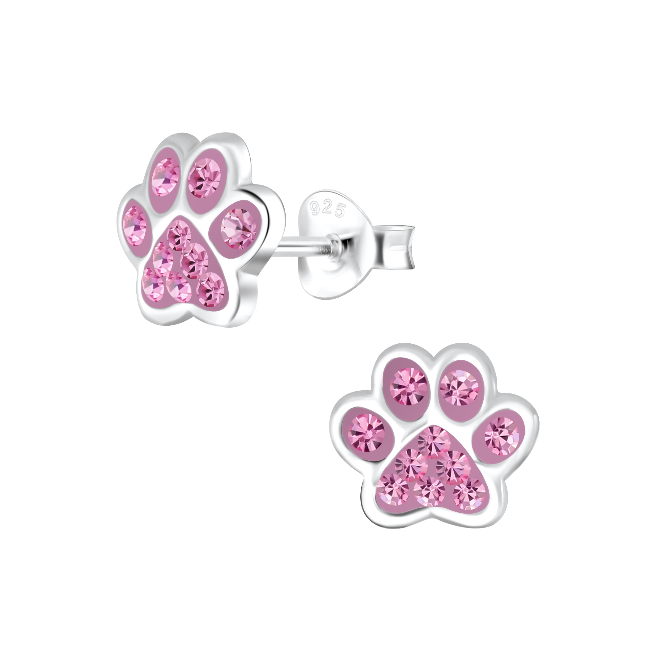 Ohrstecker Tatze 925 FUCHSIA Silber e-coated Ohrstecker rosaTatze 925 Silber e-coated