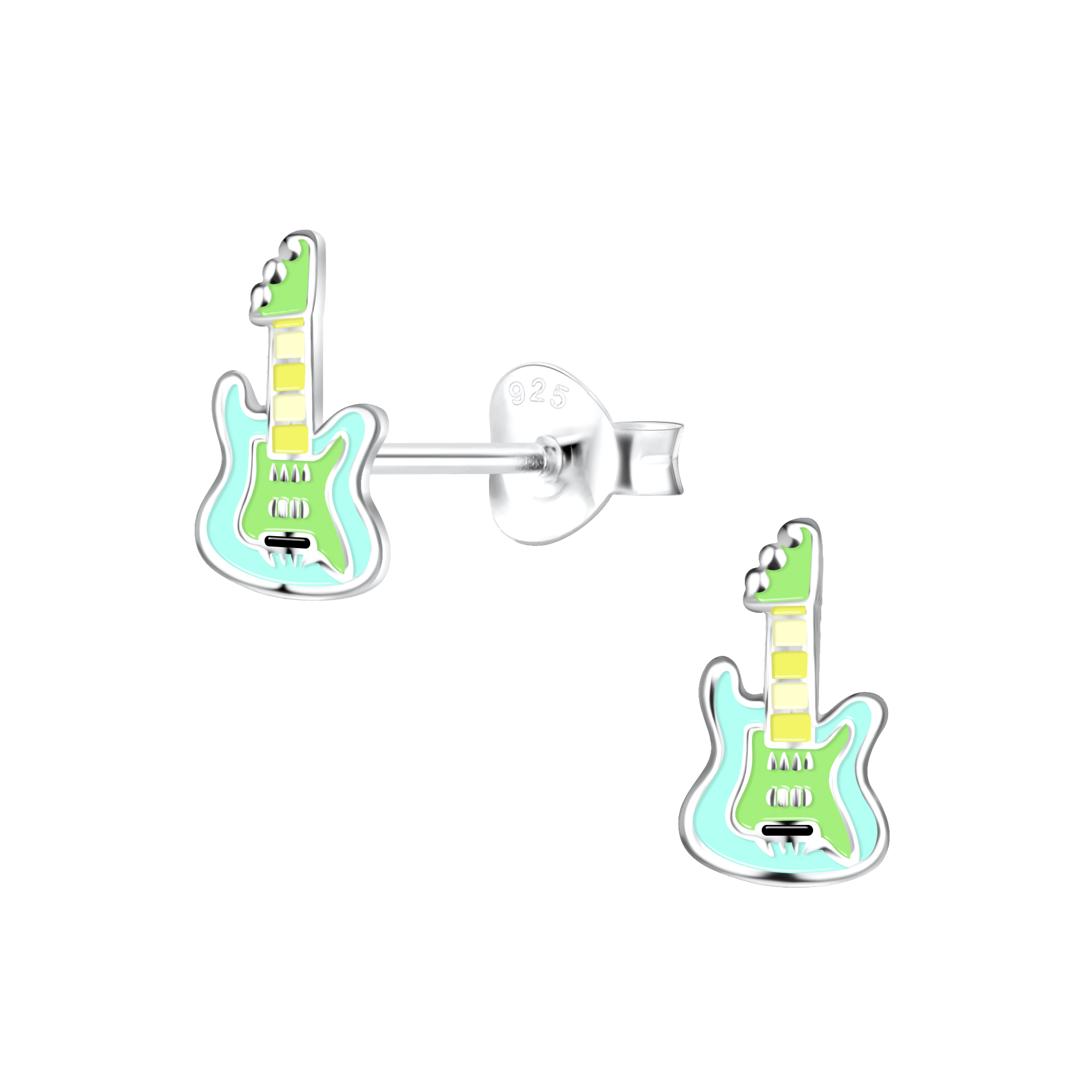 Ohrstecker Gitarre 925 Silber e-coated Ohrstecker Gitarre 925 Silber e-coated