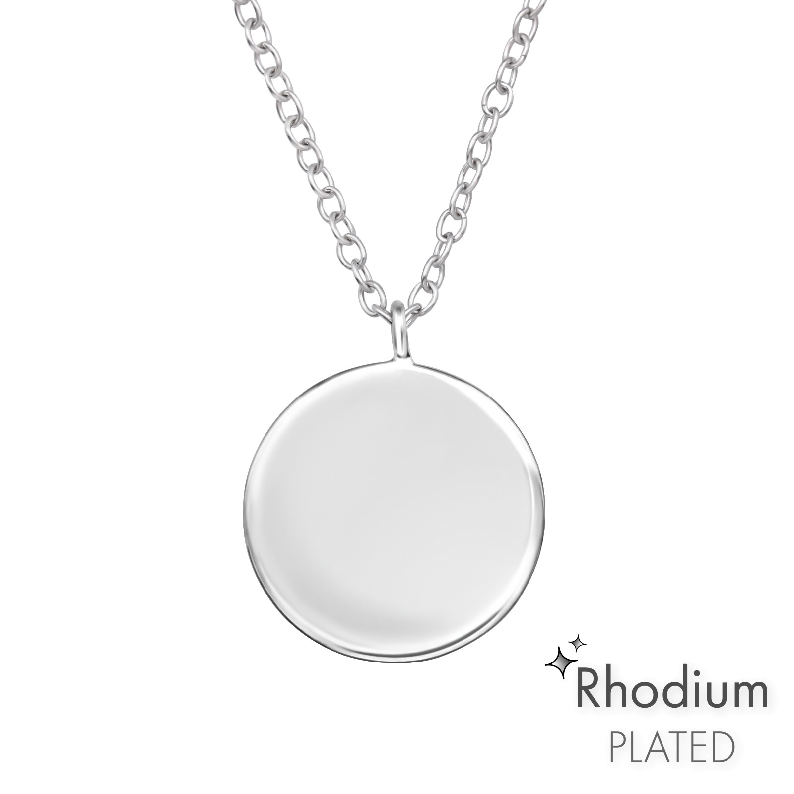 Kette mit Gravurplatte 12 mm 925 Silber rhodiniert ca. 45 cm