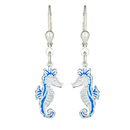 Ohrhänger Seepferdchen blau 925 Silber Ohrhänger Seepferdchen blau 925 Silber