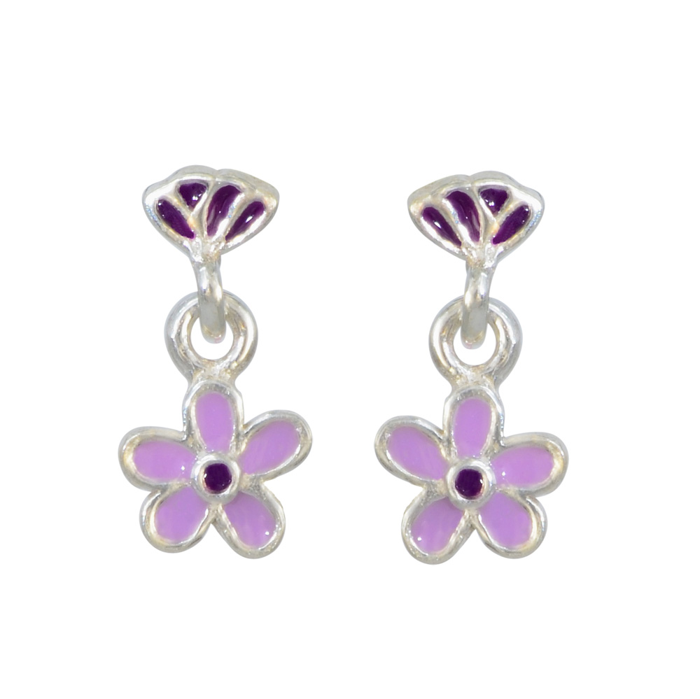 Blümchen Ohrstecker rosa/lila 925 Silber