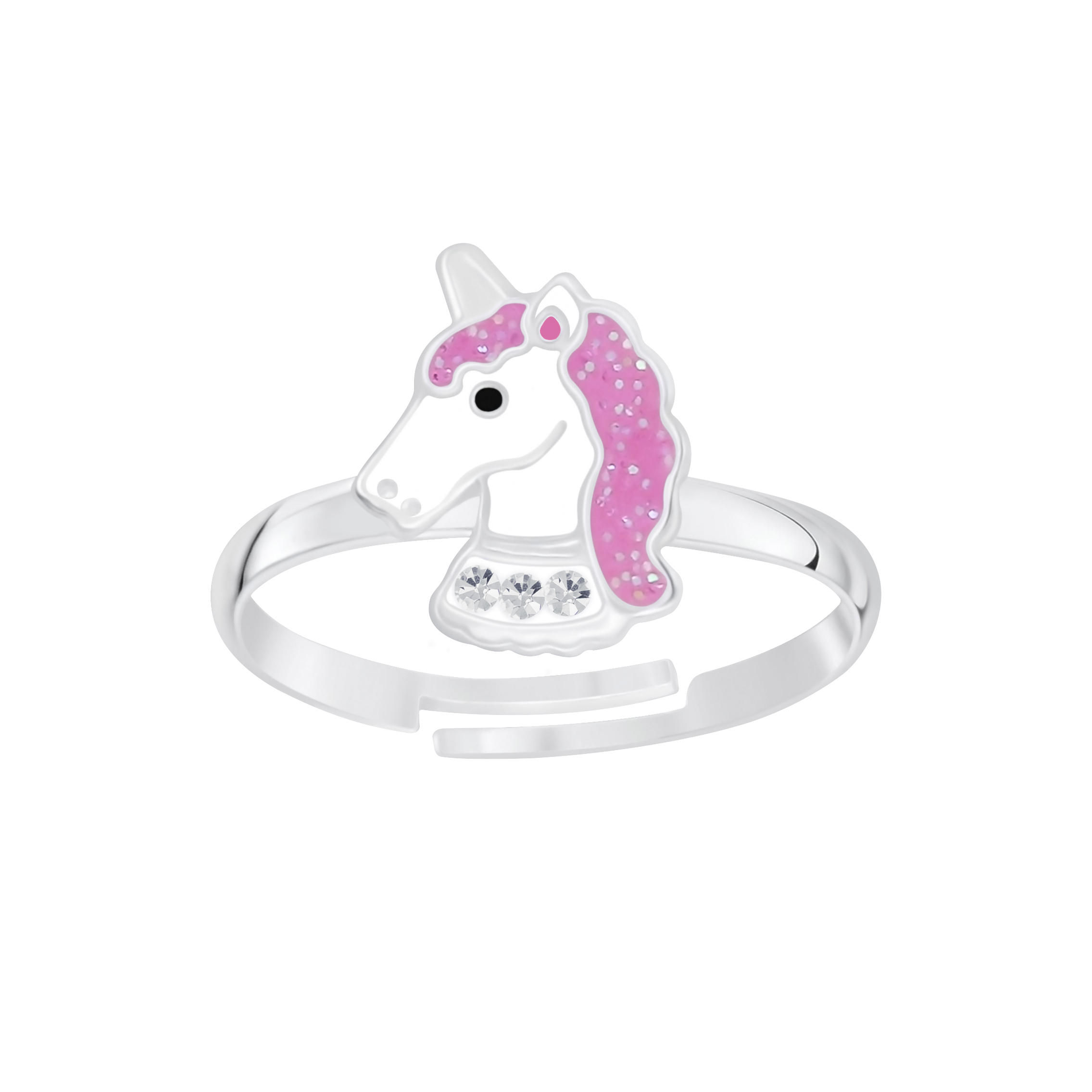 Ring Einhorn Glitzer 925 Silber e-coated Ring Einhorn Glitzer 925 Silber e-coated