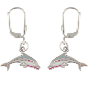 Ohrhänger Delphin grau/weiß 925 Silber