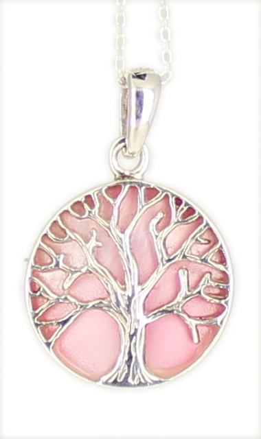 Kette 'Tree of life' Lebensbaum ROSE Mother of Pearl 925 Silber rhodiniert