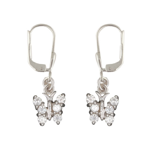Ohrhänger Schmetterling mit Kristallen in Crystal 925 Silber