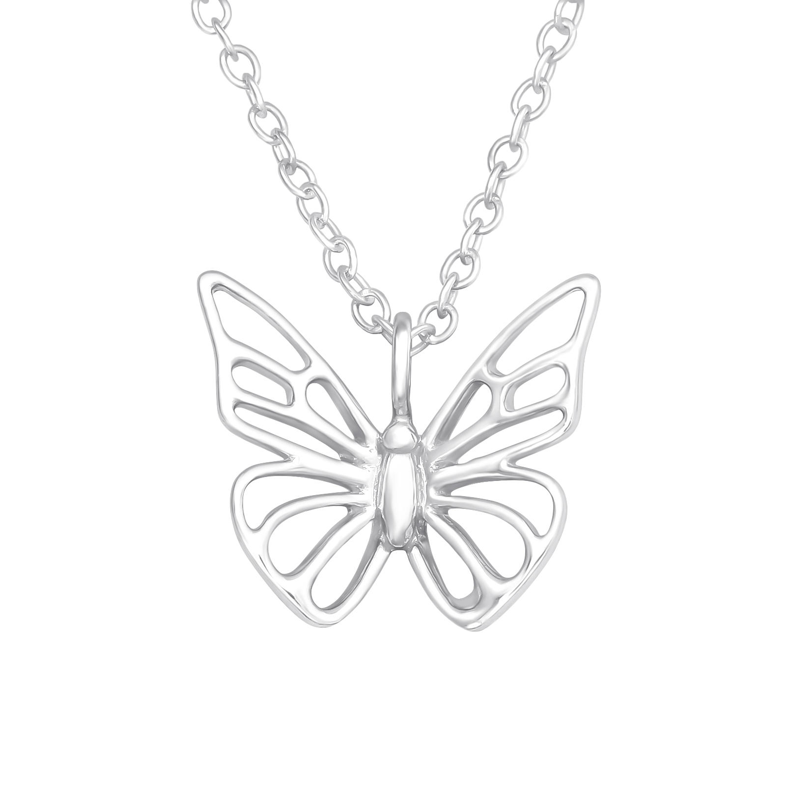 Kette mit cut-out Schmetterling 12 mm 925 Silber e-coated Kette mit cut-out Schmetterling 12 mm 925 Silber e-coated
