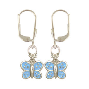 Schmetterling Ohrhänger hellblau mir silbernen Punkten 925 Silber