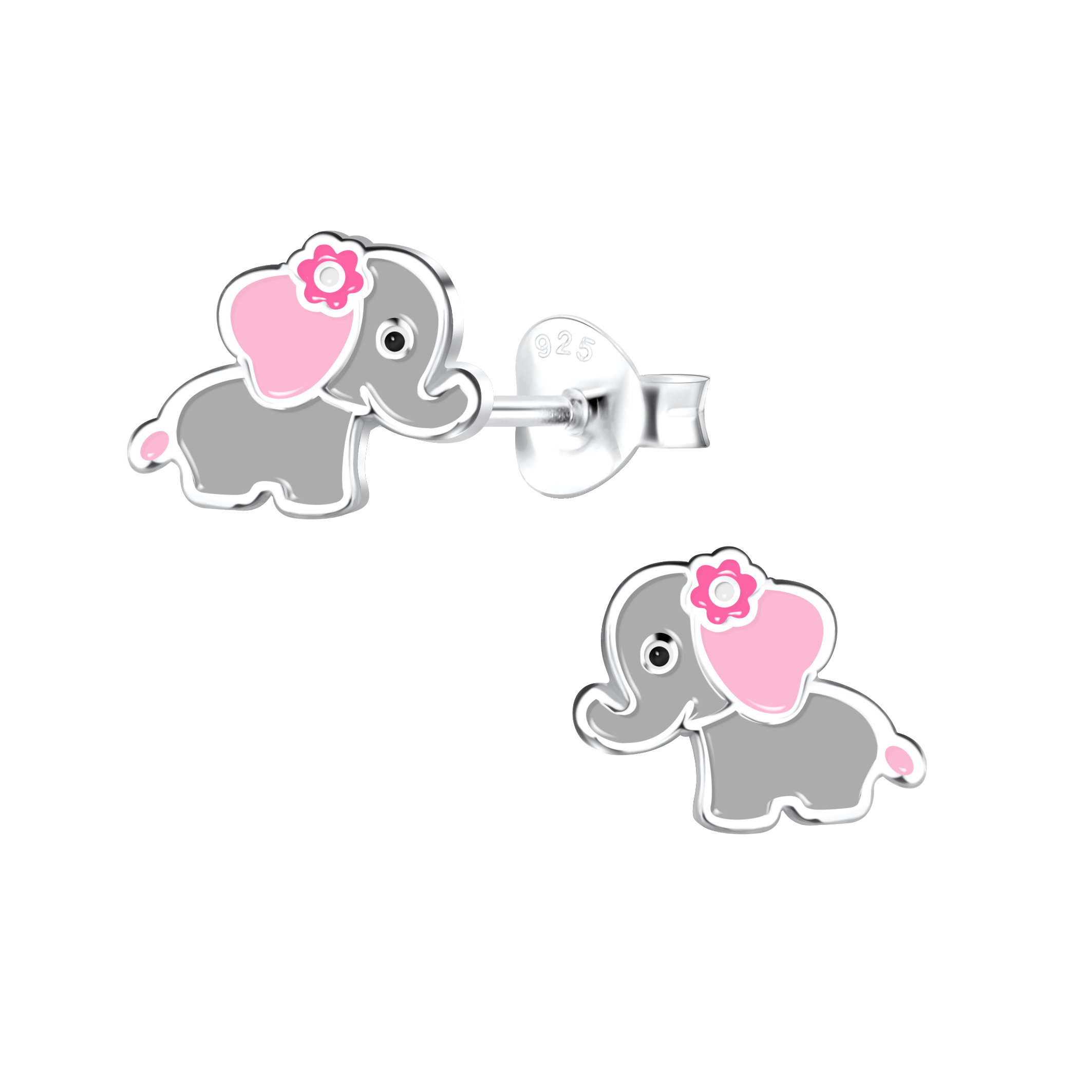 Ohrstecker süßer Elefant 925 Silber e-coated