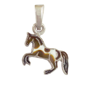 Pferd Anhänger hellbraun gescheckt 925 Silber Pferd Anhänger hellbraun gescheckt 925 Silber