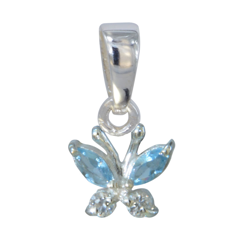 Anhänger Schmetterling aus Kristallen weiß/blau 925 Silber