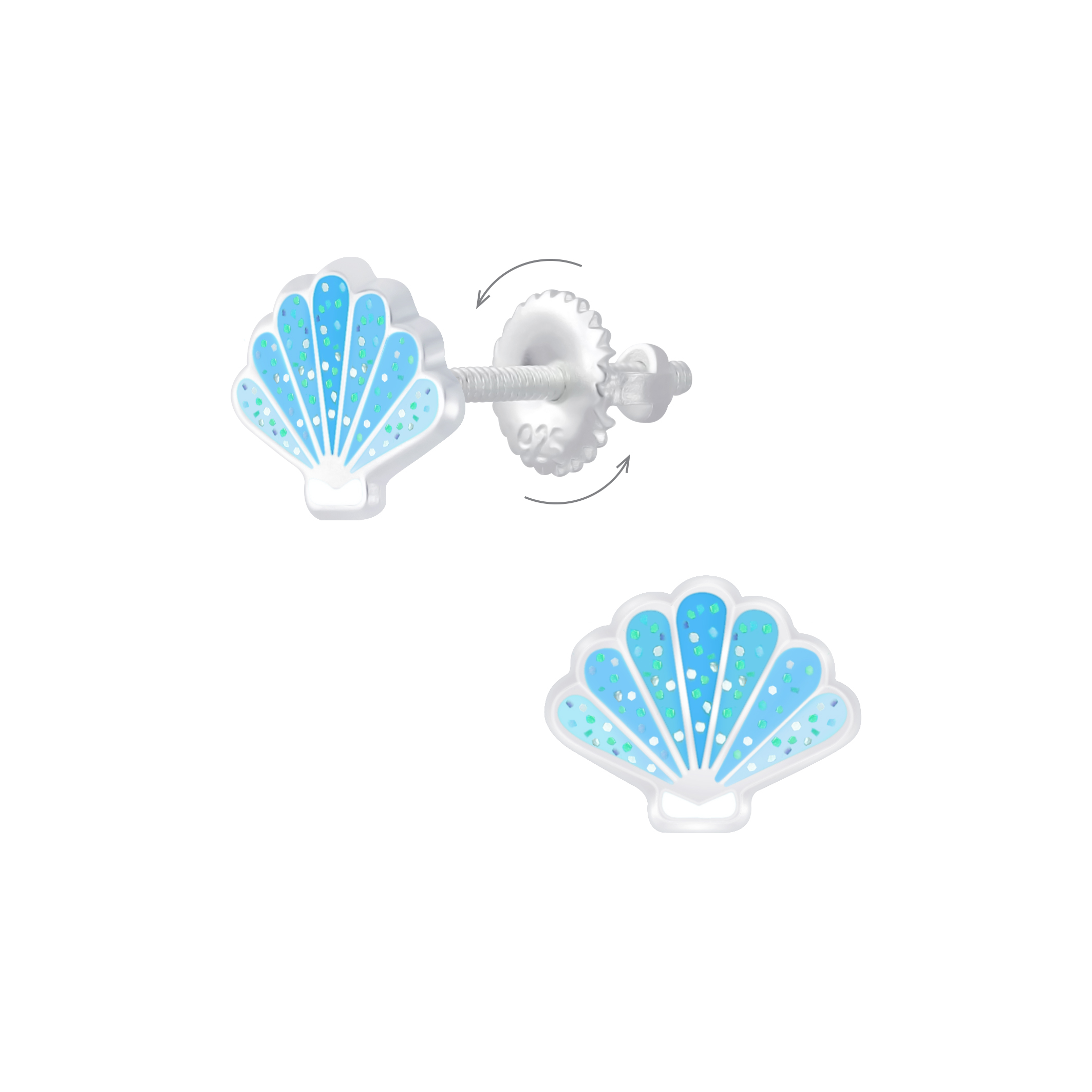 Ohrstecker Muschel bleue 925 Silber Drehverschluss Ohrstecker Muschel bleue 925 Silber Drehverschluss