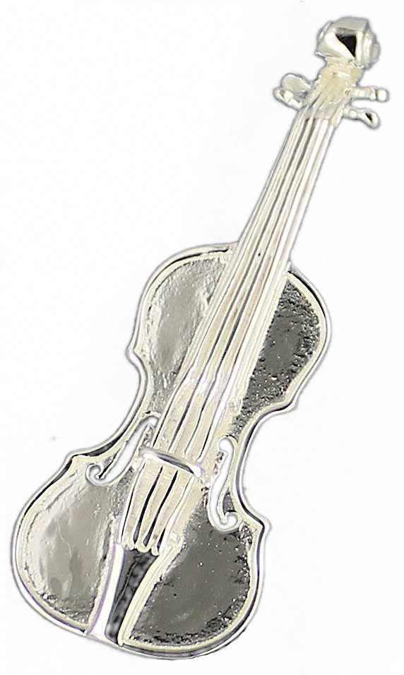 Brosche Violine 40 mm 925 Silber e-coated Brosche Violine 40 mm 925 Silber e-coated