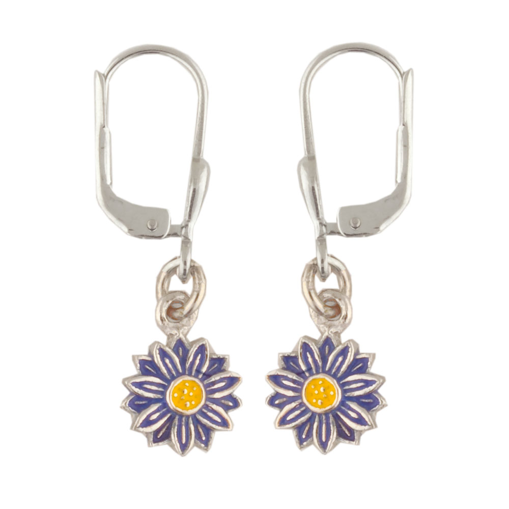 Blüte Ohrhänger blau 925 Silber