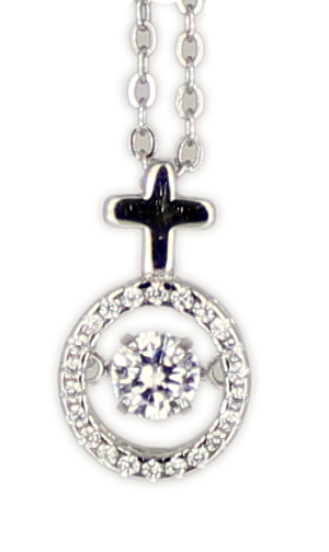 Kette Kreuz Dancing Diamond rhodiniert 925 Silber 45 + 3,5 cm Verlängerung Kette Kreuz Dancing Diamond rhodiniert 925 Silber 45 + 3,5 cm Verlängerung