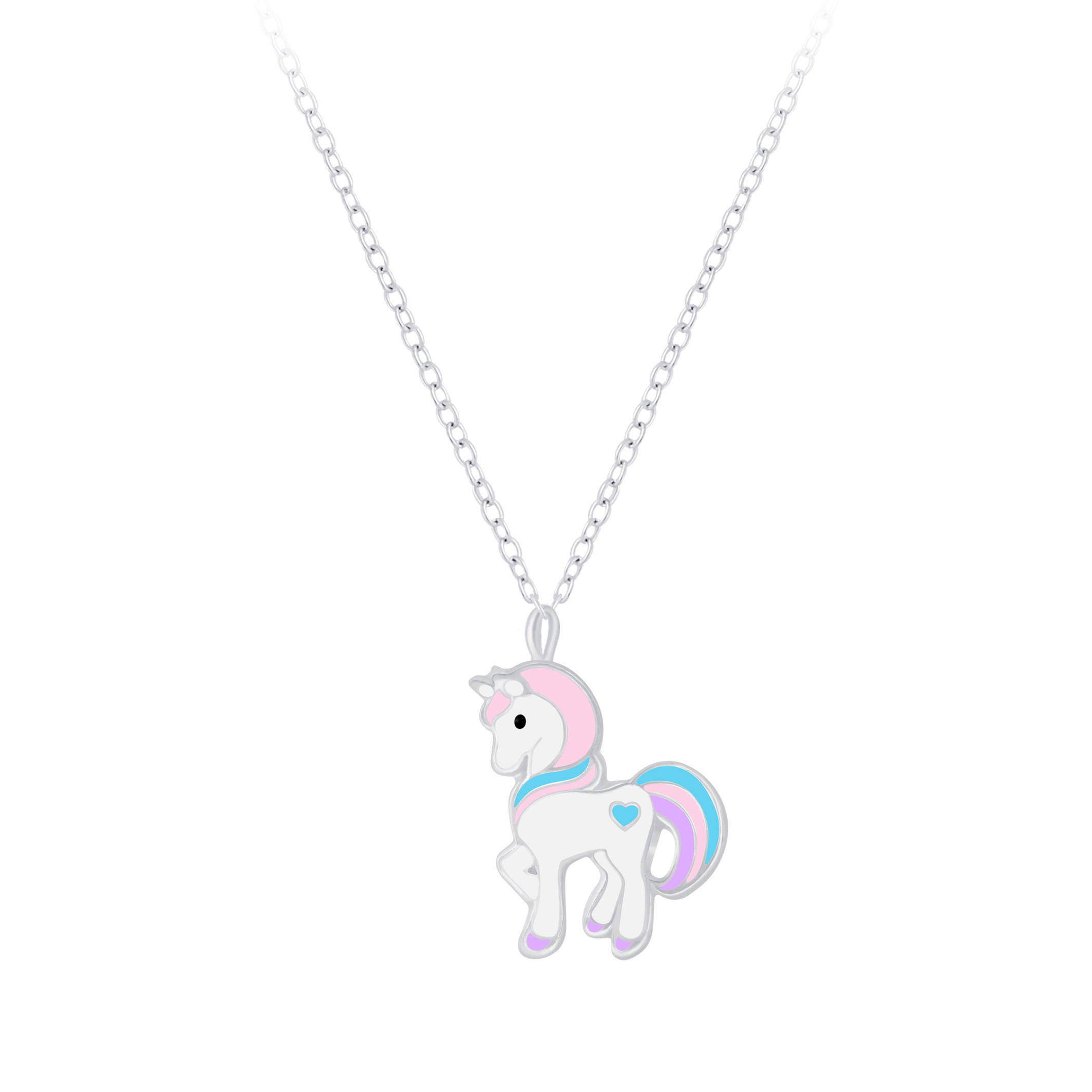 Kette stolzes Einhorn GROSS 925 Silber e-coated