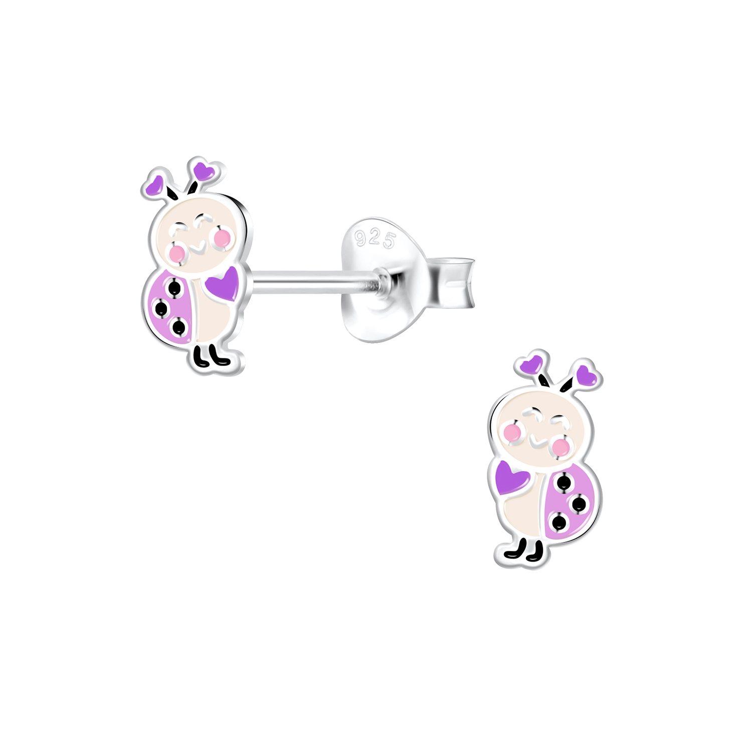 Ohrstecker  fröhlicher lila Marienkäfer 925 Silber
