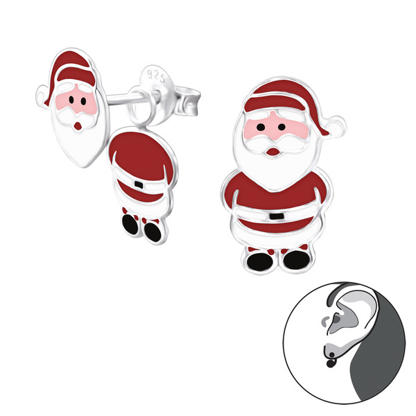 Ohrstecker Weihnachtsmann 2teilig 925 Silber e-coated