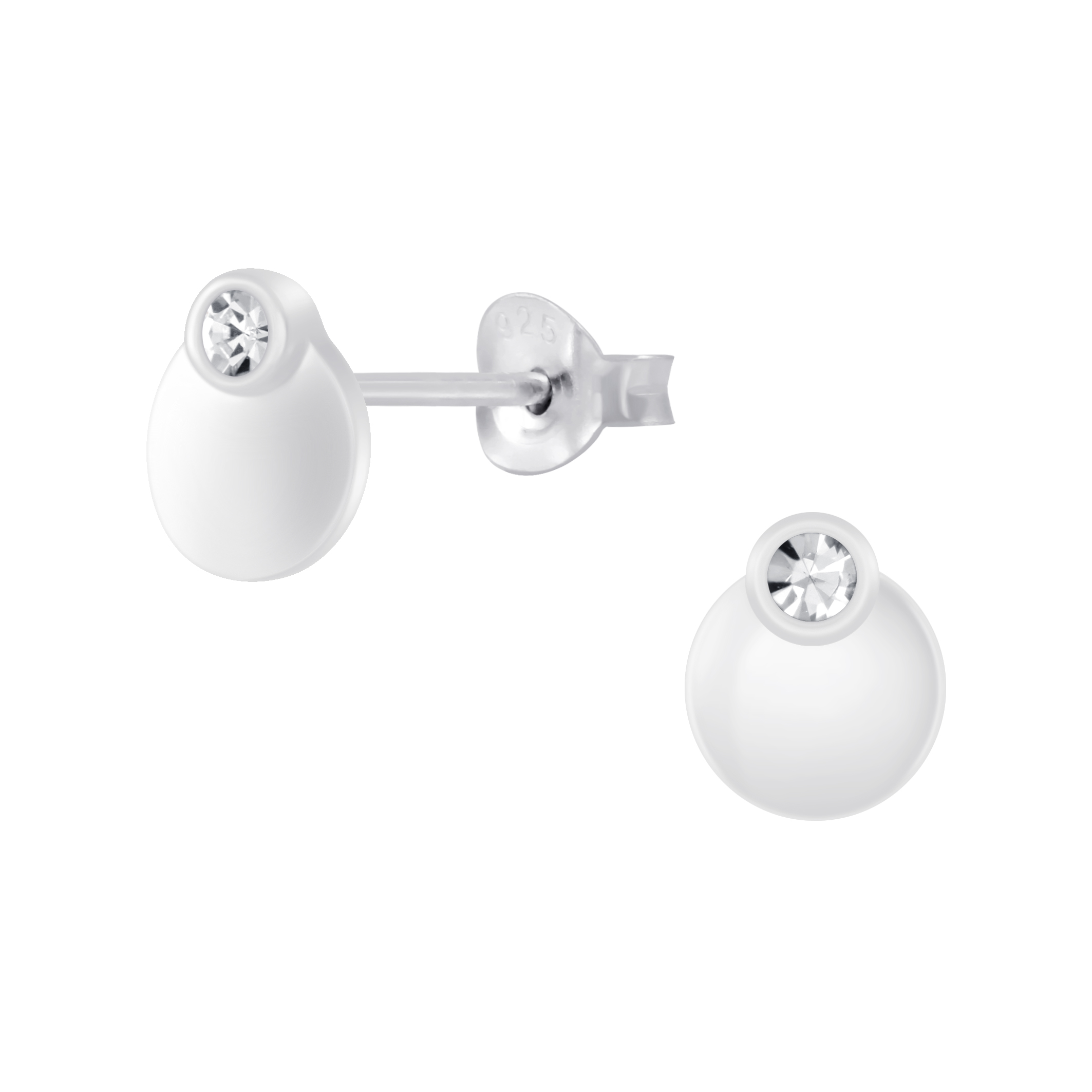 Ohrstecker rund 7 mm crystal 925 Silber e-coated