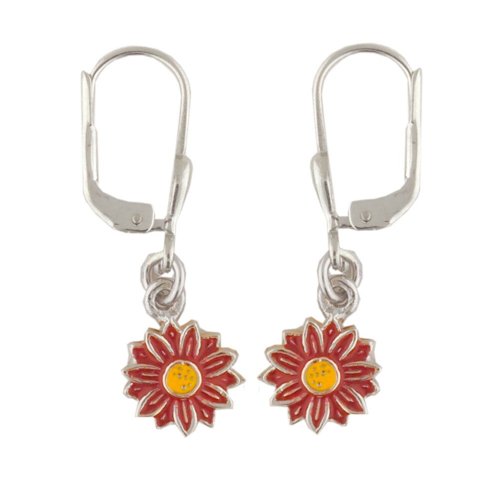 Ohrhänger Blüte rot 925 Silber