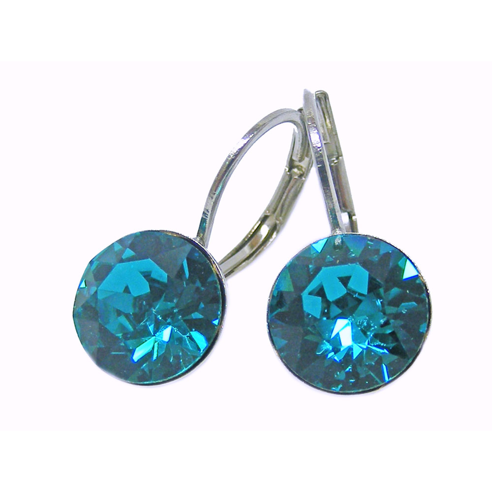 Ohrhänger Kristall 8 mm in Blue Zircon