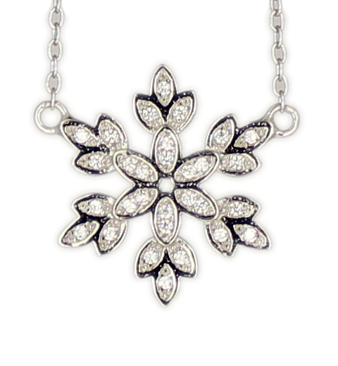 Kette runde Schneeflocke rhodiniert 925 Silber 45 cm + 3,5 cm Verlängerung