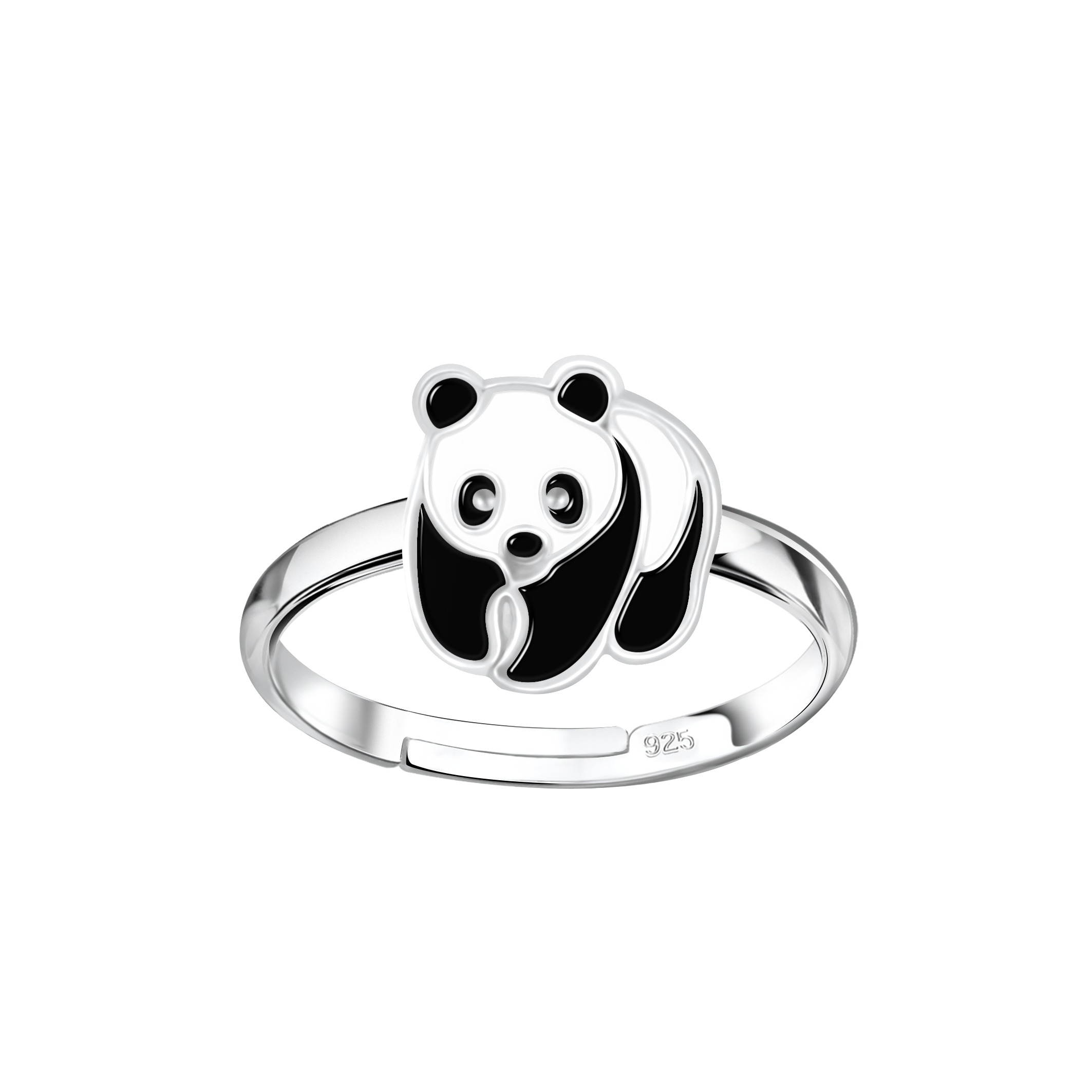Ring Panda 925 Silber e-coated Ring Panda 925 Silber e-coated