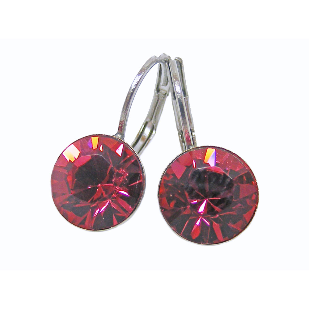 Ohrhänger Kristall 8 mm in Indian Pink