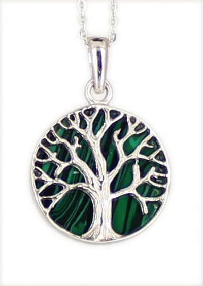 Kette 'Tree of life' Lebensbaum CHRYSOKOLL 925 Silber
