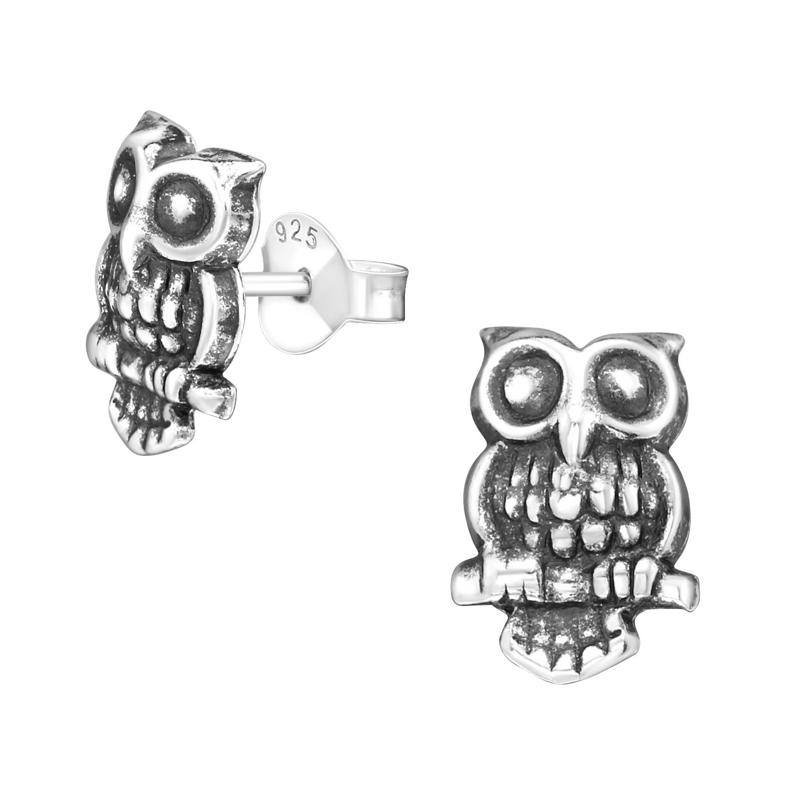Ohrstecker 925 Silber Eule oxidiert