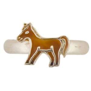 Pferd Ring braun 925 Silber Pferd Ring braun 925 Silber