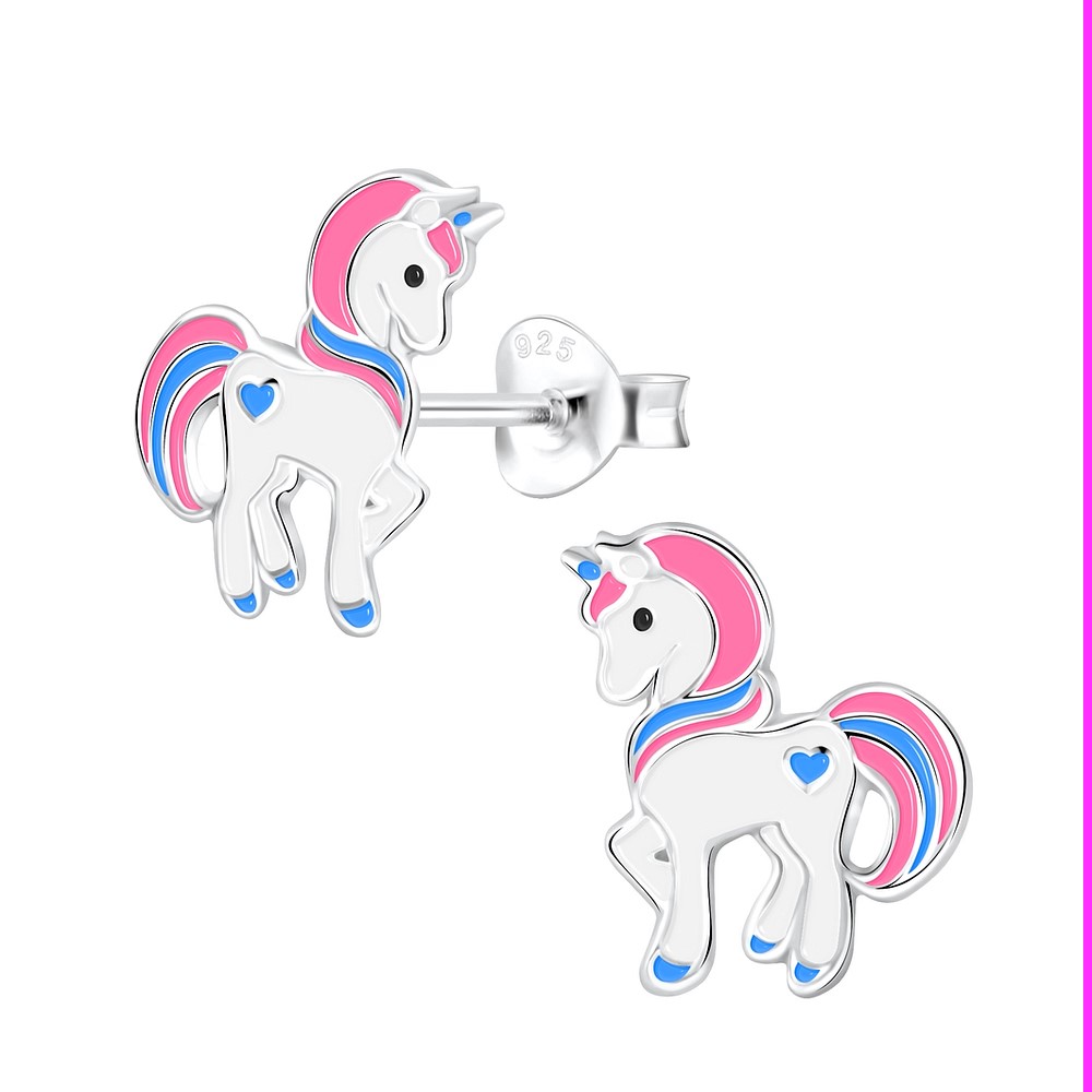 Ohrstecker stolzes Einhorn rosa 925 Silber e-coated
