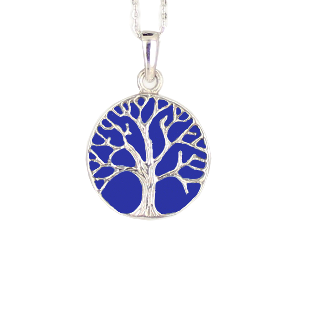Kette 'Tree of life' Lebensbaum ECHT LAPIS 925 Silber rhodiniert