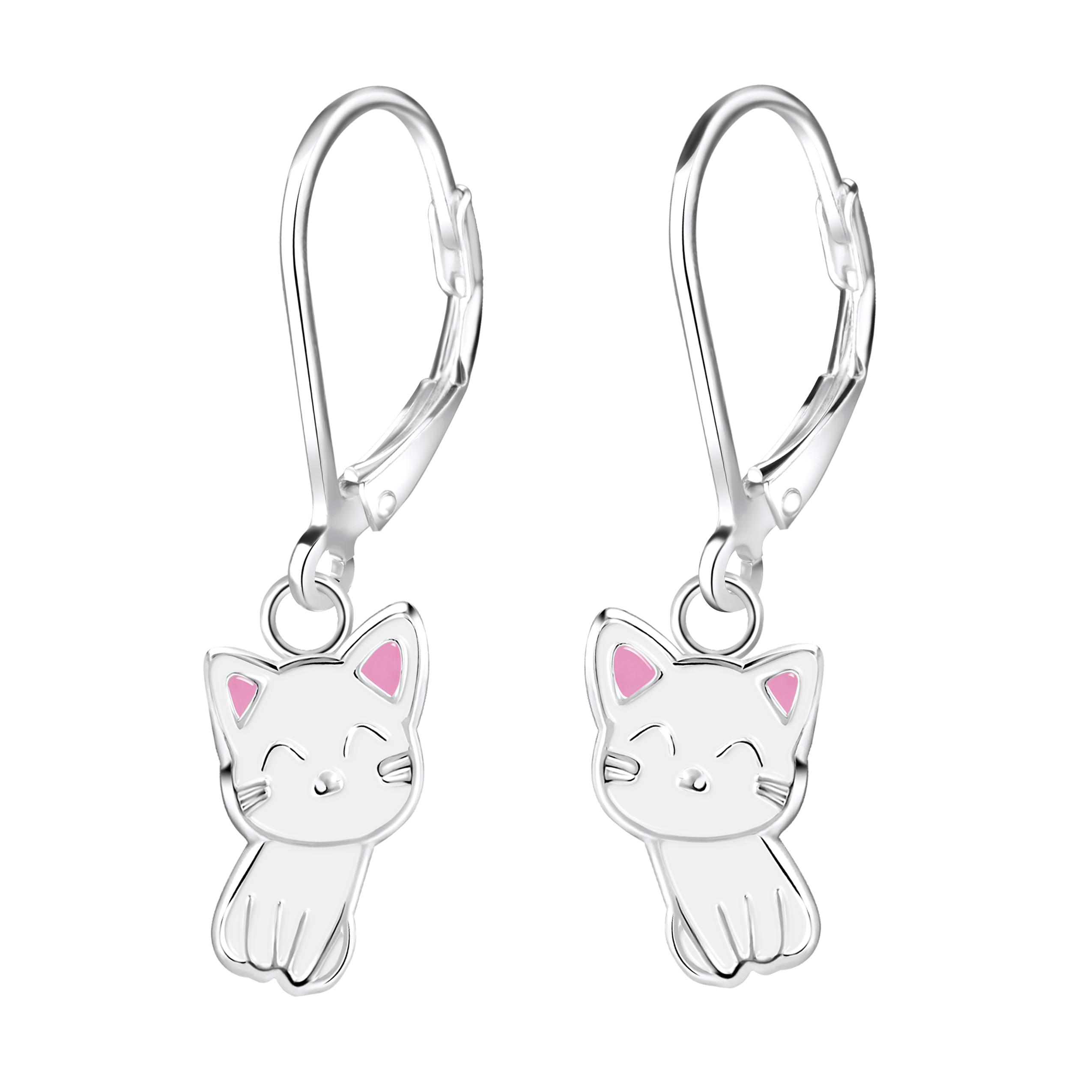 Ohrhänger rosa weißes Kätzchen 925 Silber Ohrhänger rosa weißes Kätzchen 925 Silber