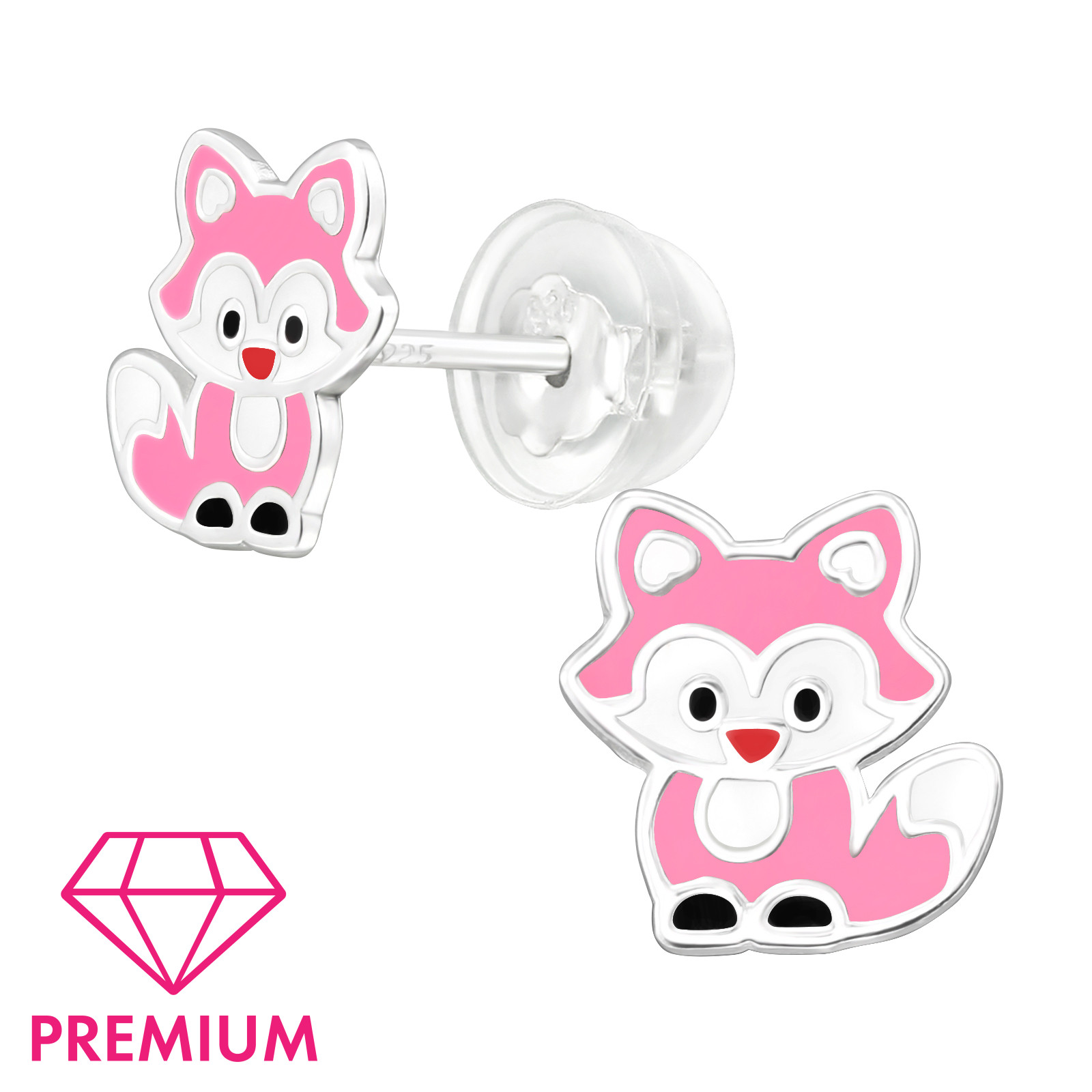 Ohrstecker Füchschen rosa PREMIUM 925 Silber e-coated Ohrstecker Füchschen rosa PREMIUM 925 Silber e-coated