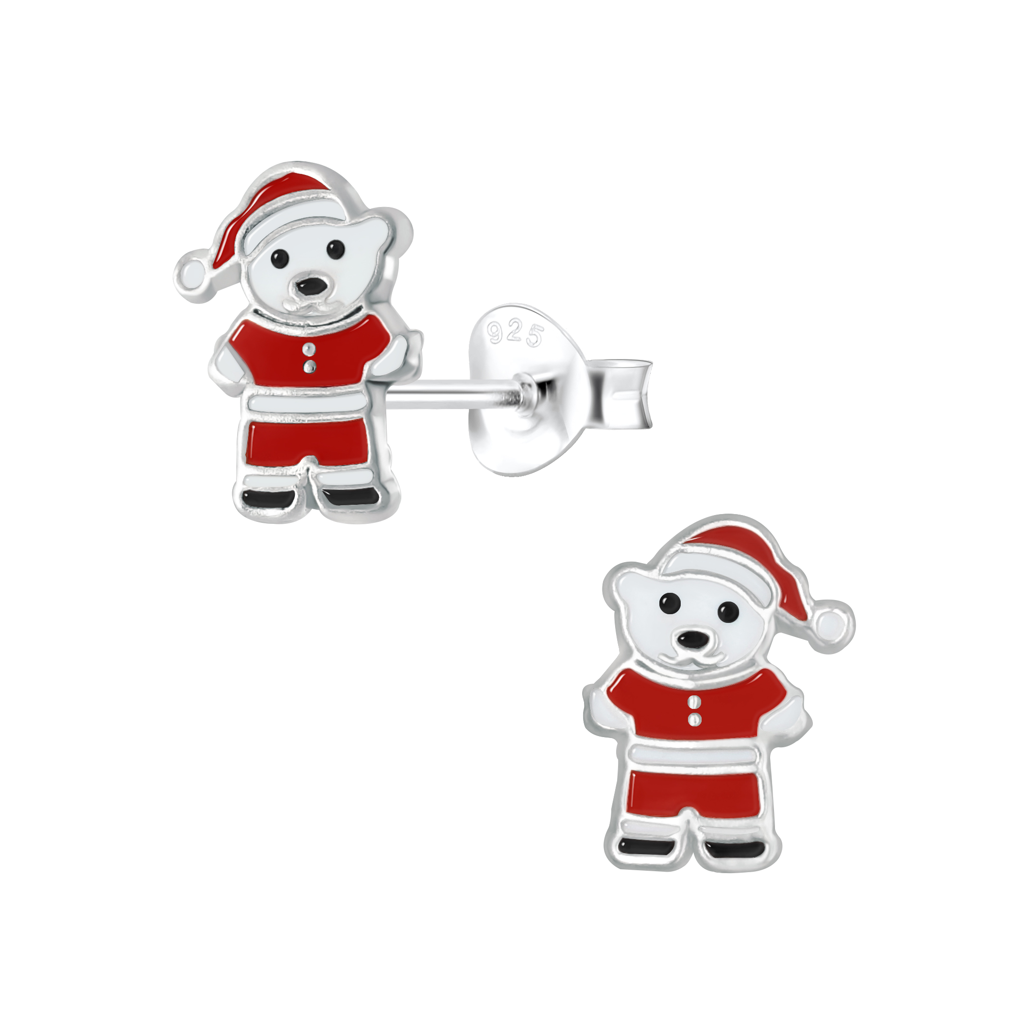 Ohrstecker Weihnachtsbär 925 Silber e-coated Ohrstecker Weihnachtsbär 925 Silber e-coated