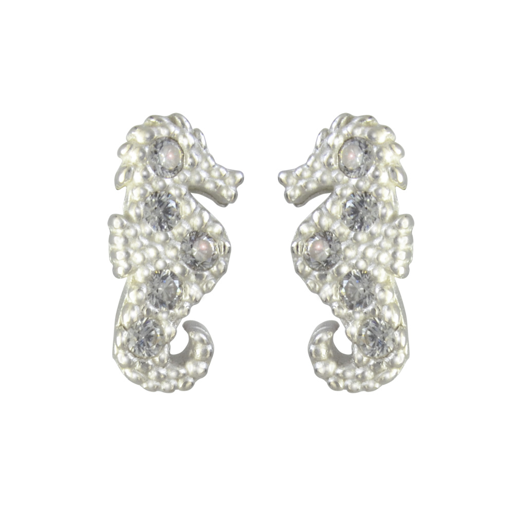 Ohrstecker Seepferdchen 8 mm 925 Silber rhodiniert Ohrstecker Seepferdchen 8 mm 925 Silber rhodiniert