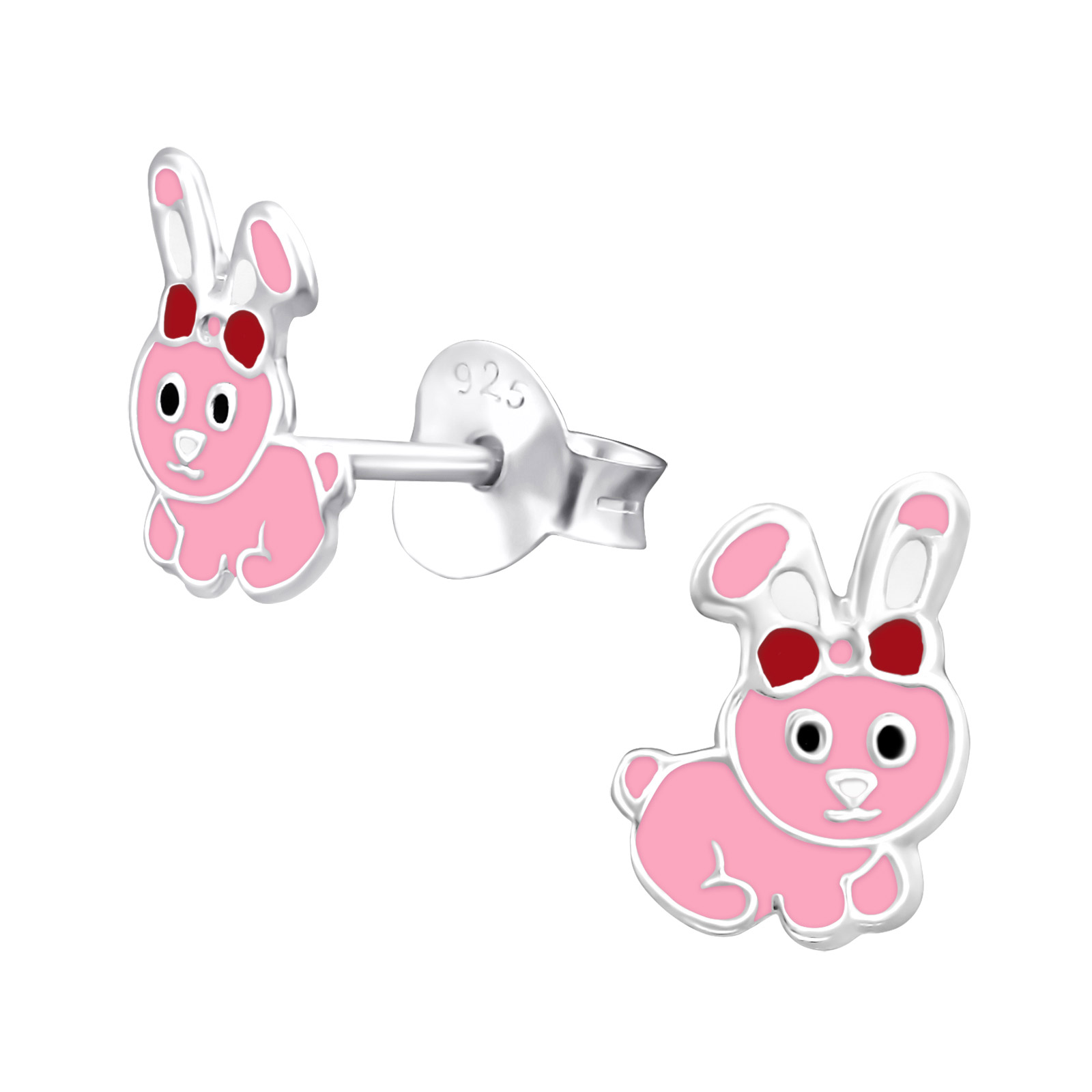 Ohrstecker rosa Häschen 925 Silber e-coated Ohrstecker rosa Häschen 925 Silber e-coated