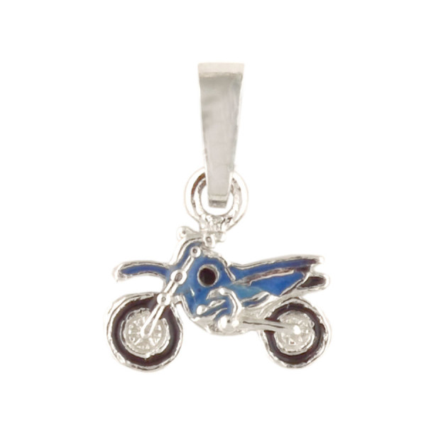 Motorrad Anhänger blau 925 Silber