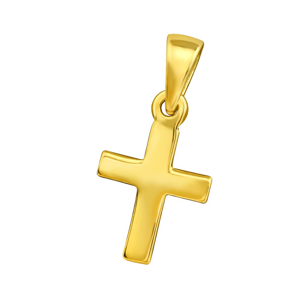 Anhänger Kreuz 925 Silber vergoldet 14 mm