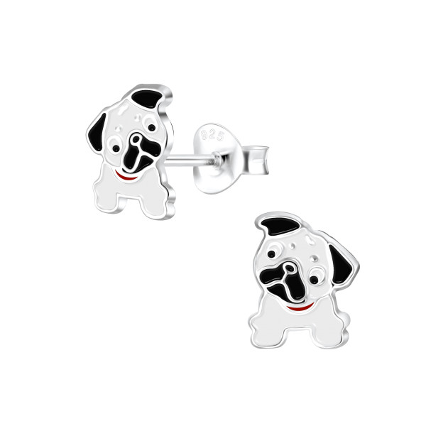 Ohrstecker kleine Bulldogge 925 Silber e-coated