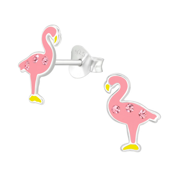 Ohrstecker Flamingo rosa glitzer 925 Silber e-coated