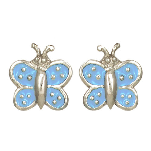 Schmetterling Ohrstecker hellblau 925 Silber