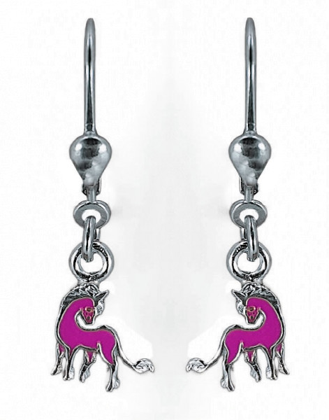 Einhorn Ohrhänger violett 925 Silber